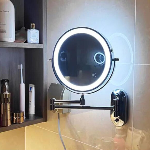 Portable LED Lighted Makeup Mirror with Magnifier - VogeLuxe