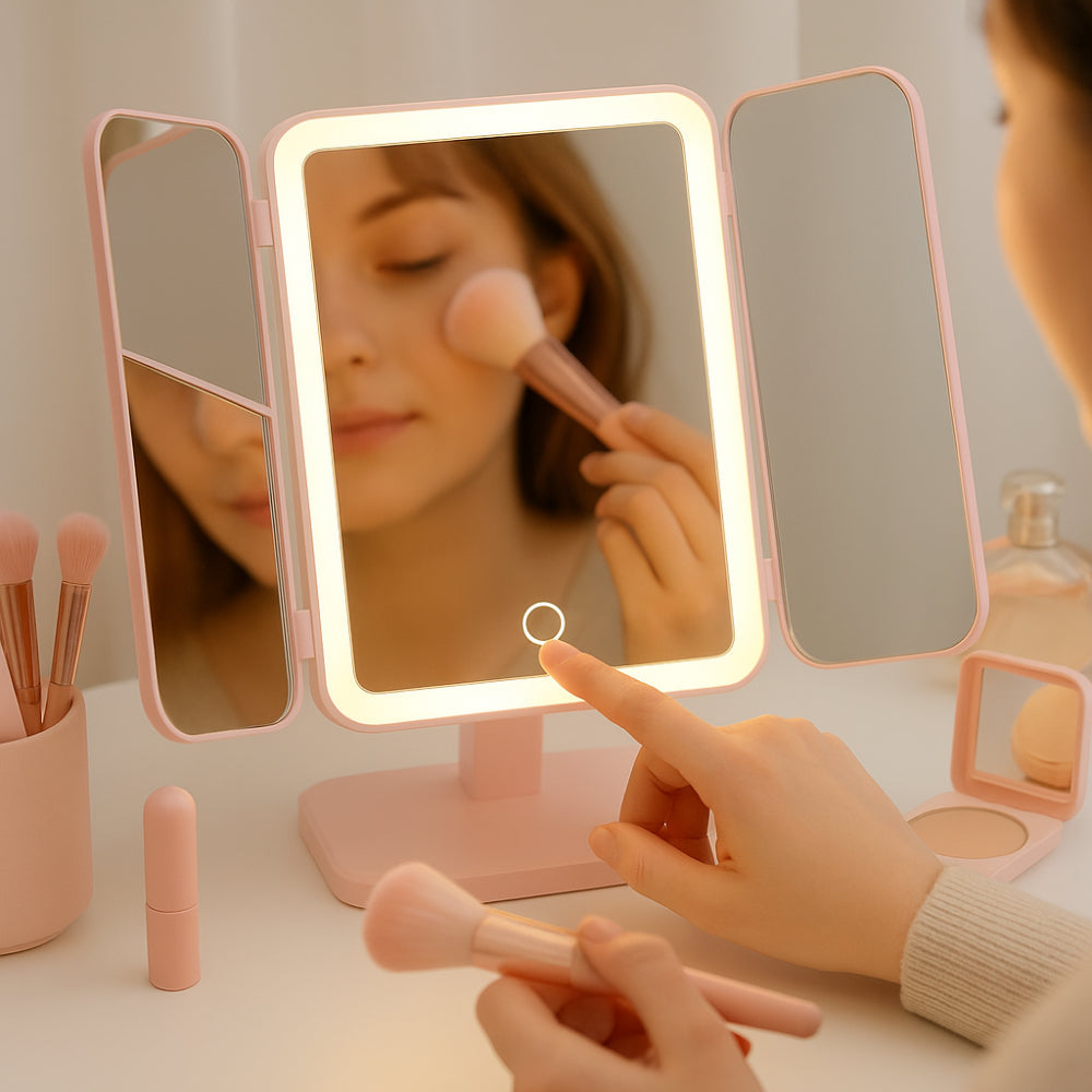 Portable LED Makeup Mirror with Adjustable Lights
