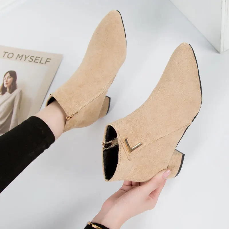 Ladies Zip Heel Ankle Boots