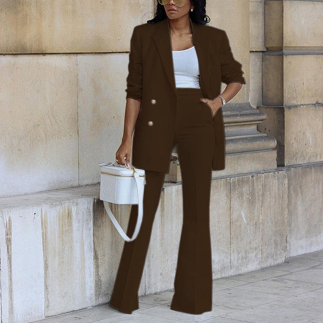 Ladies Classic Two Piece Suit Jacket Pants Set