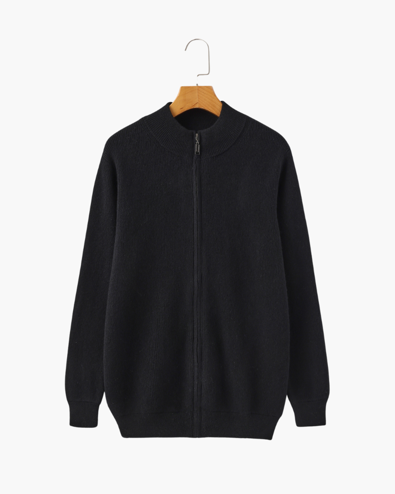 VogeLuxe | Men’s Full Zip Ribbed Knit Cardigan