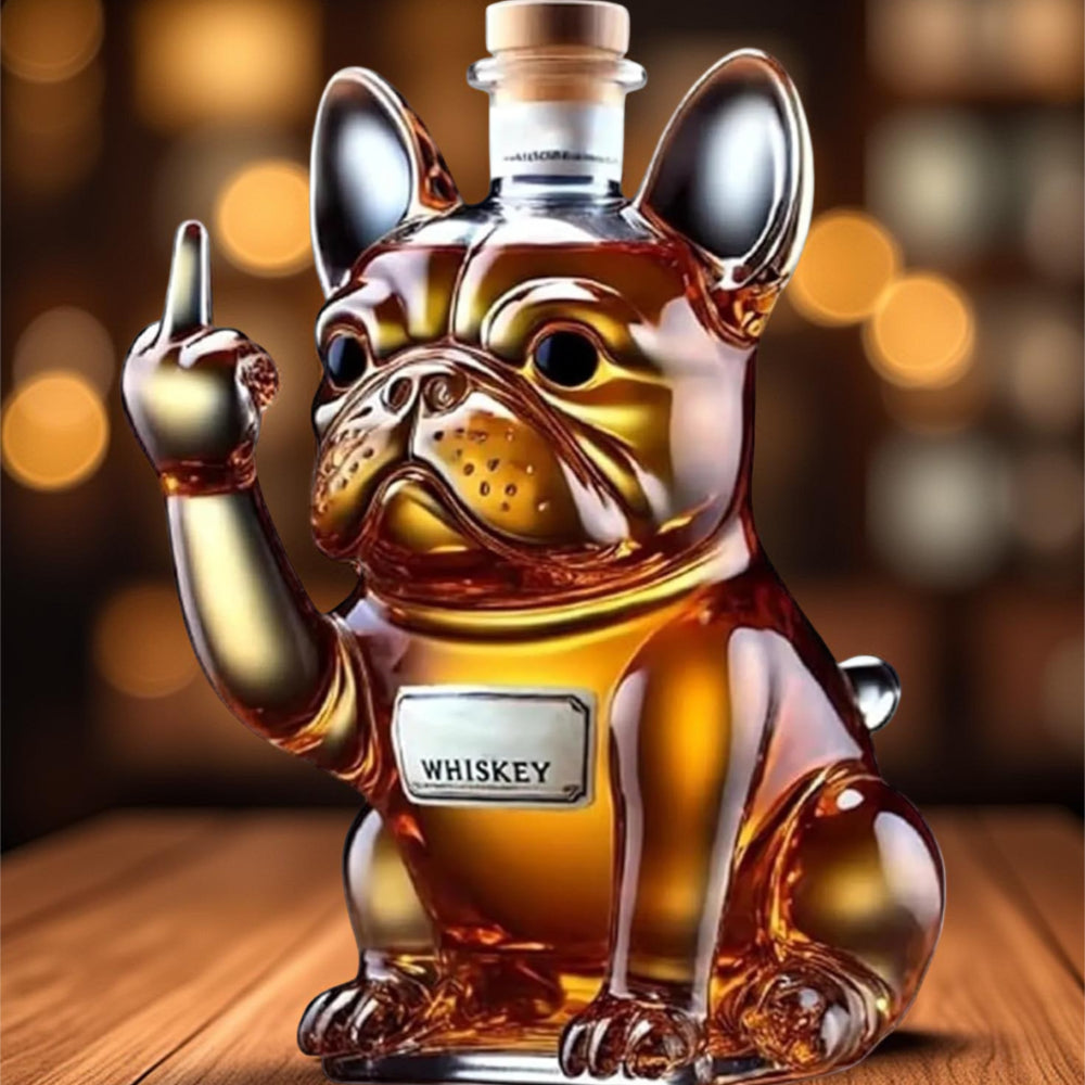 Luxury Dog Figurine Whiskey Decanter Bottle Set