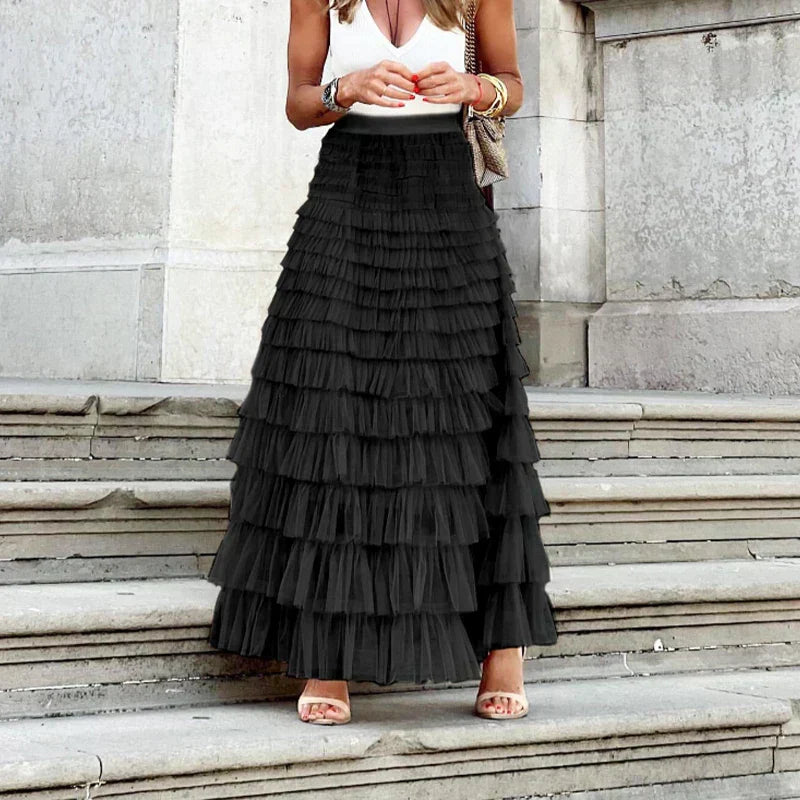 Chic Flowy Midi Skirt for Ladies