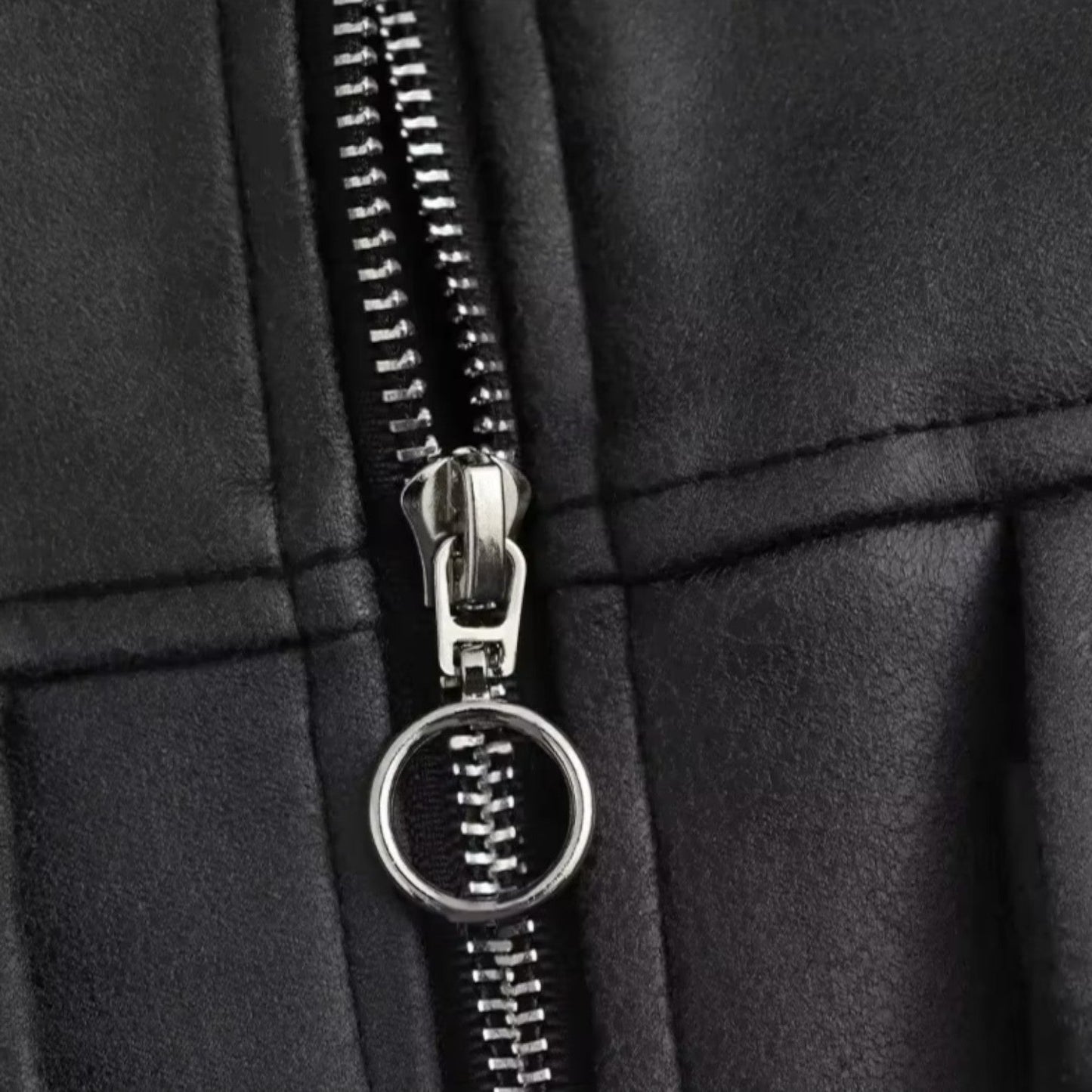 Women Cropped Leather Bomber Jacket Black 2