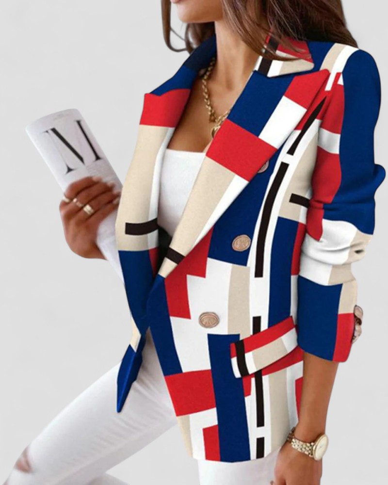 VogeLuxe | Women’s Plaid Single-Button Blazer