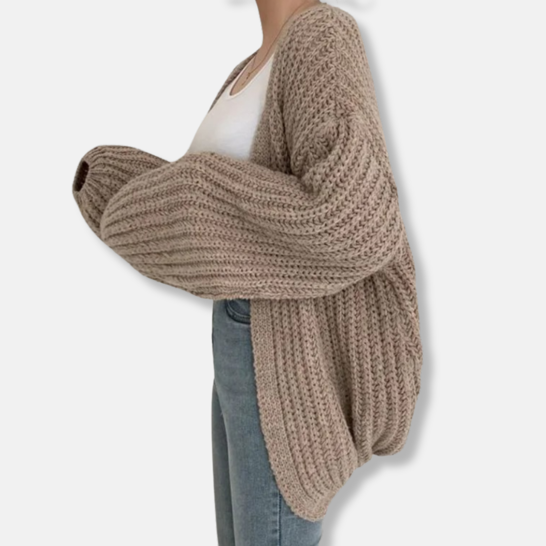 Women’s Cardigan Sweater – Oversized Relaxed Fit – Chunky Ribbed Knit – Balloon Sleeves 4