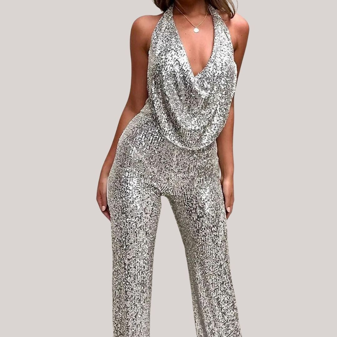 Ladies' V-Neck Jumpsuit Outfit
