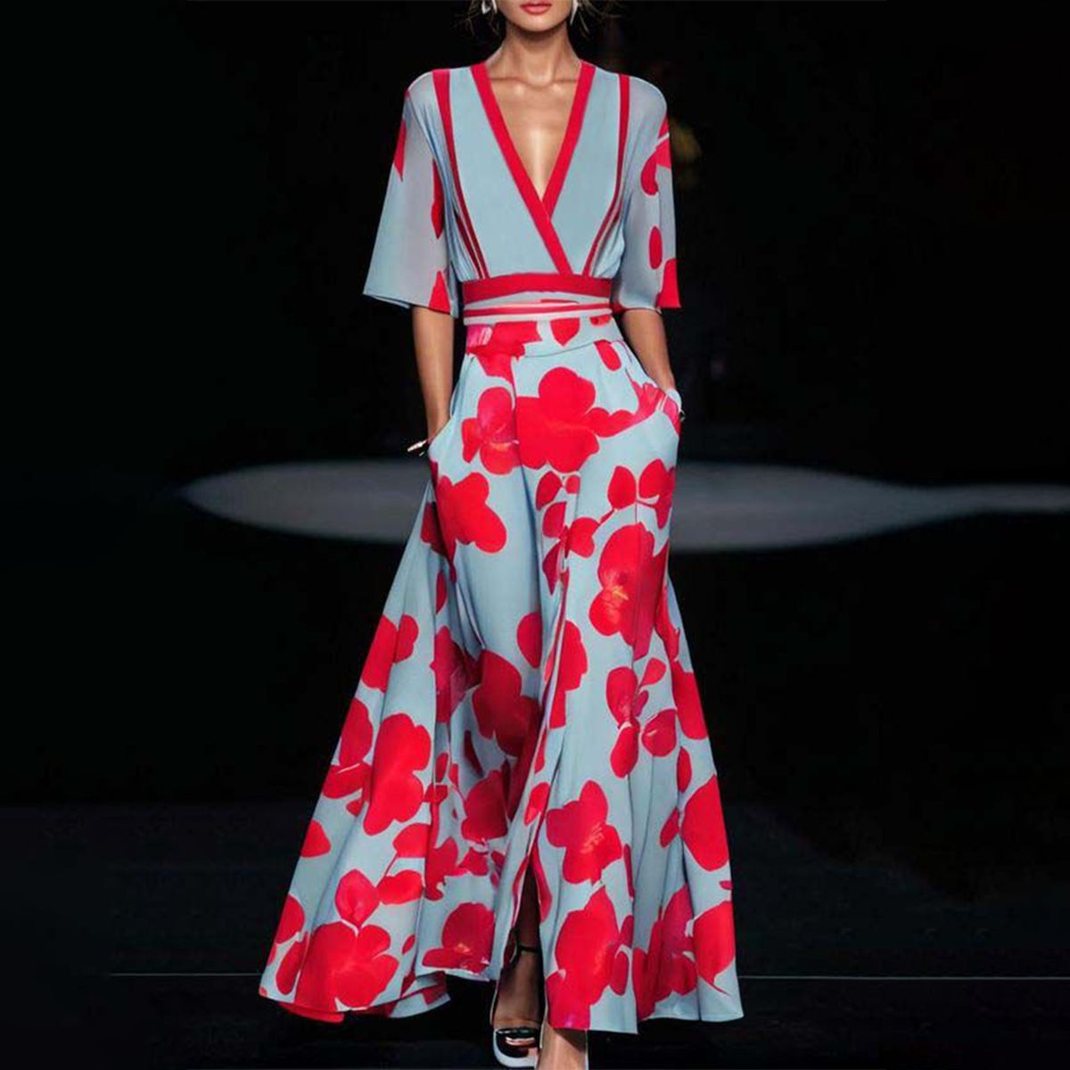 Elegant Long Sleeve Maxi Dress for Women - BritishElegance