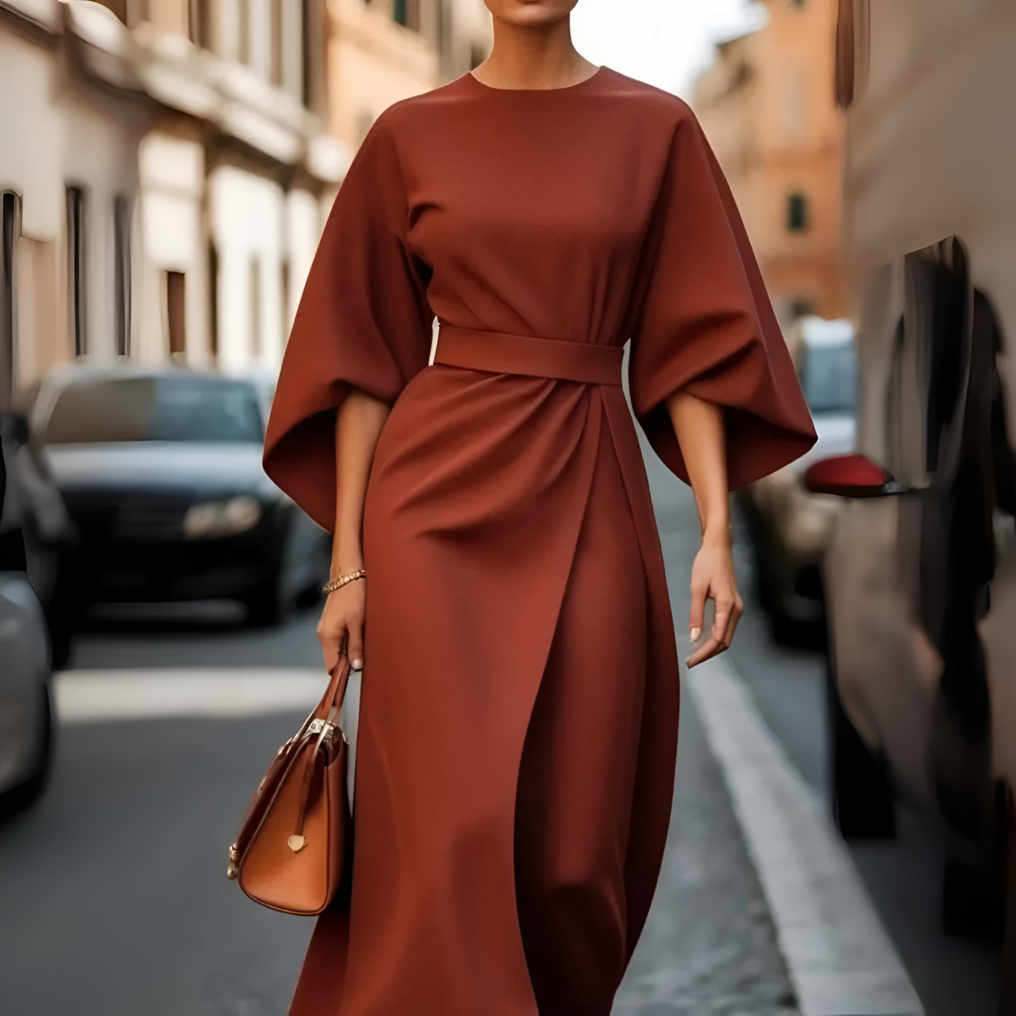 Floral A-Line Waist Belt Dress