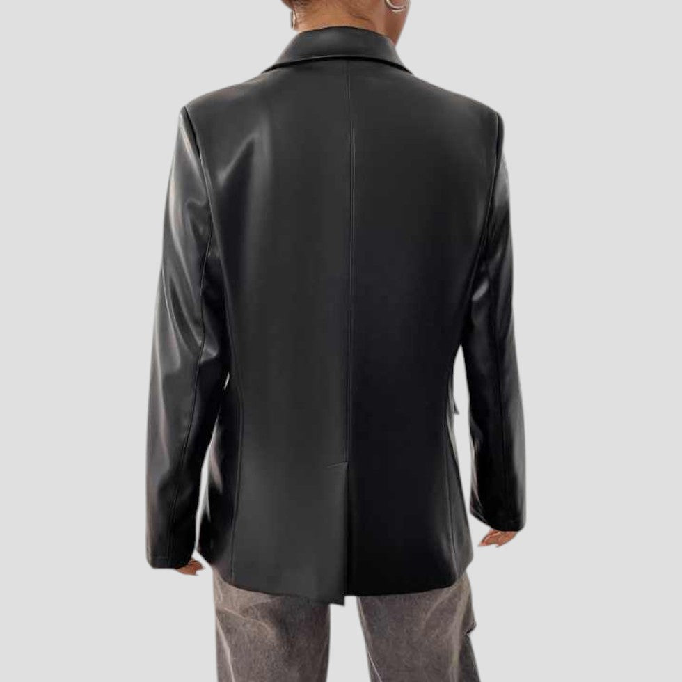 VogeLuxe | Women’s Retro Faux Leather Blazer