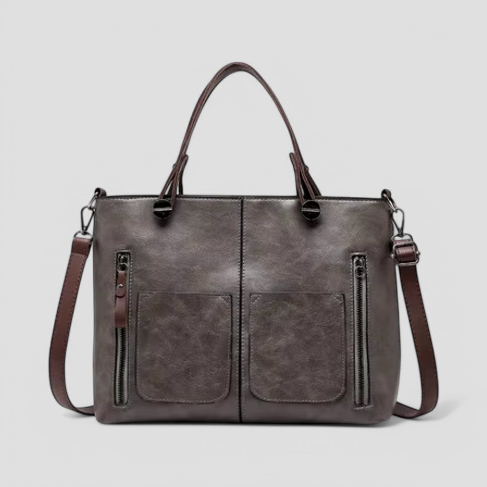 Women’s Leather Handbag Multi-Pocket Shoulder Bag Vintage Style