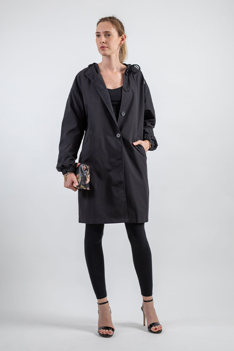 Women’s Lightweight Hooded Coat – Casual Longline Button-Up Jacket 14