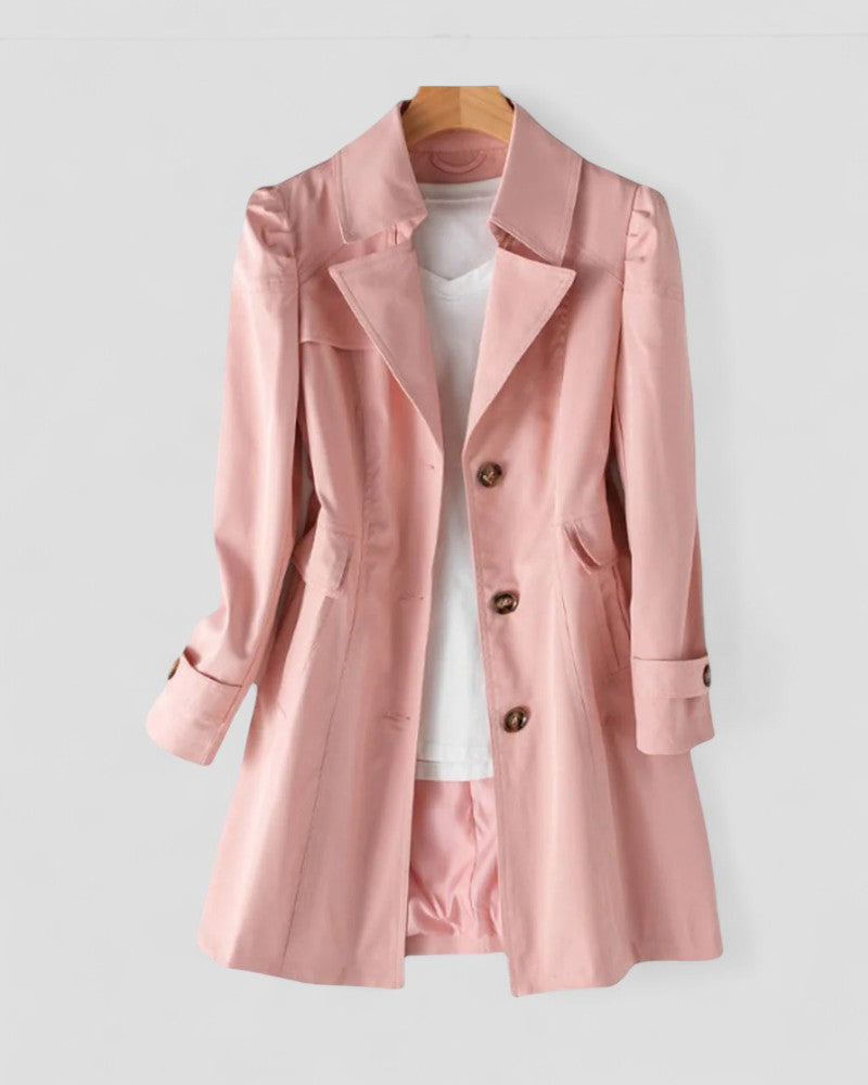 Women’s Long Single Breasted Lightweight Trench Coat