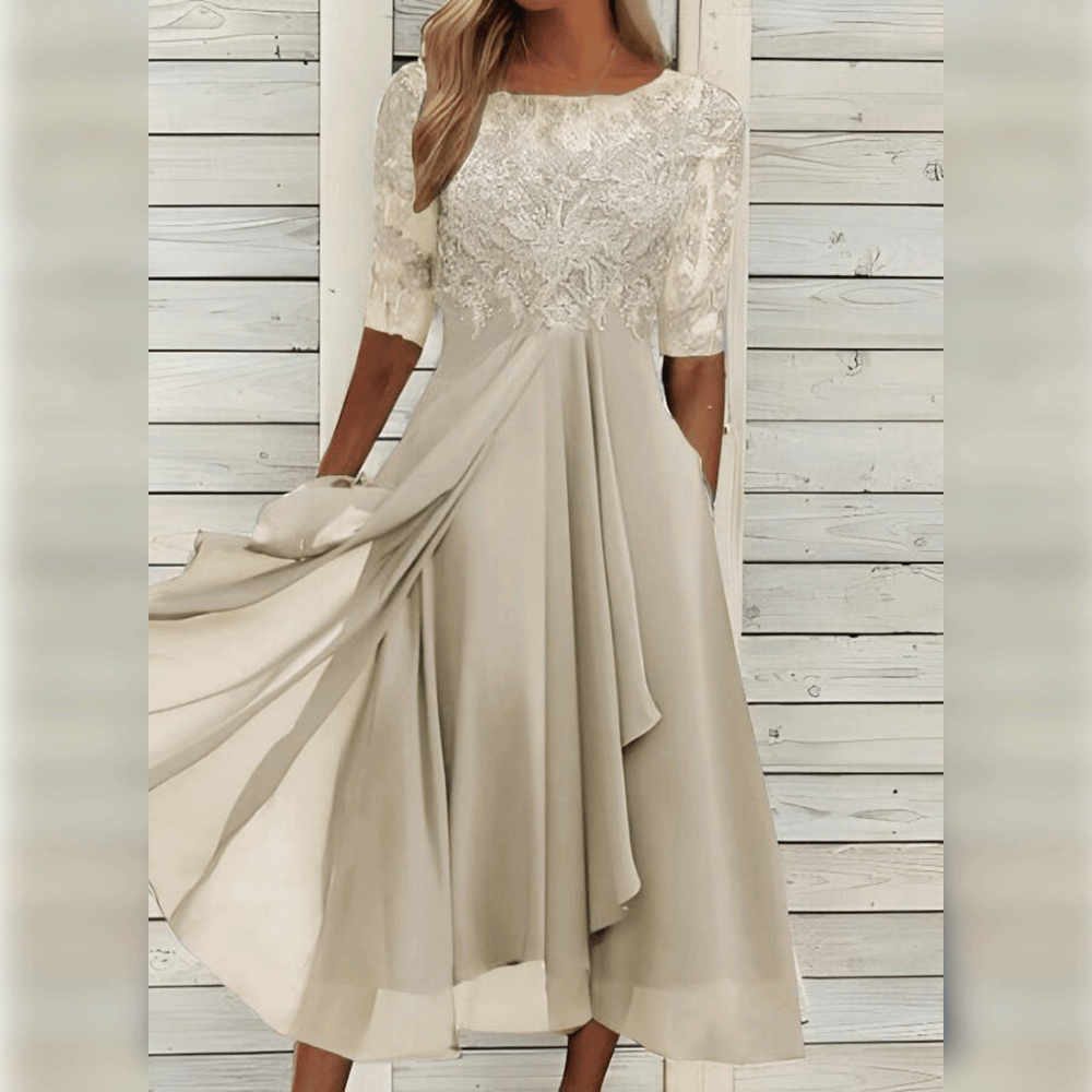 Feminine Crochet Waist Midi Dress
