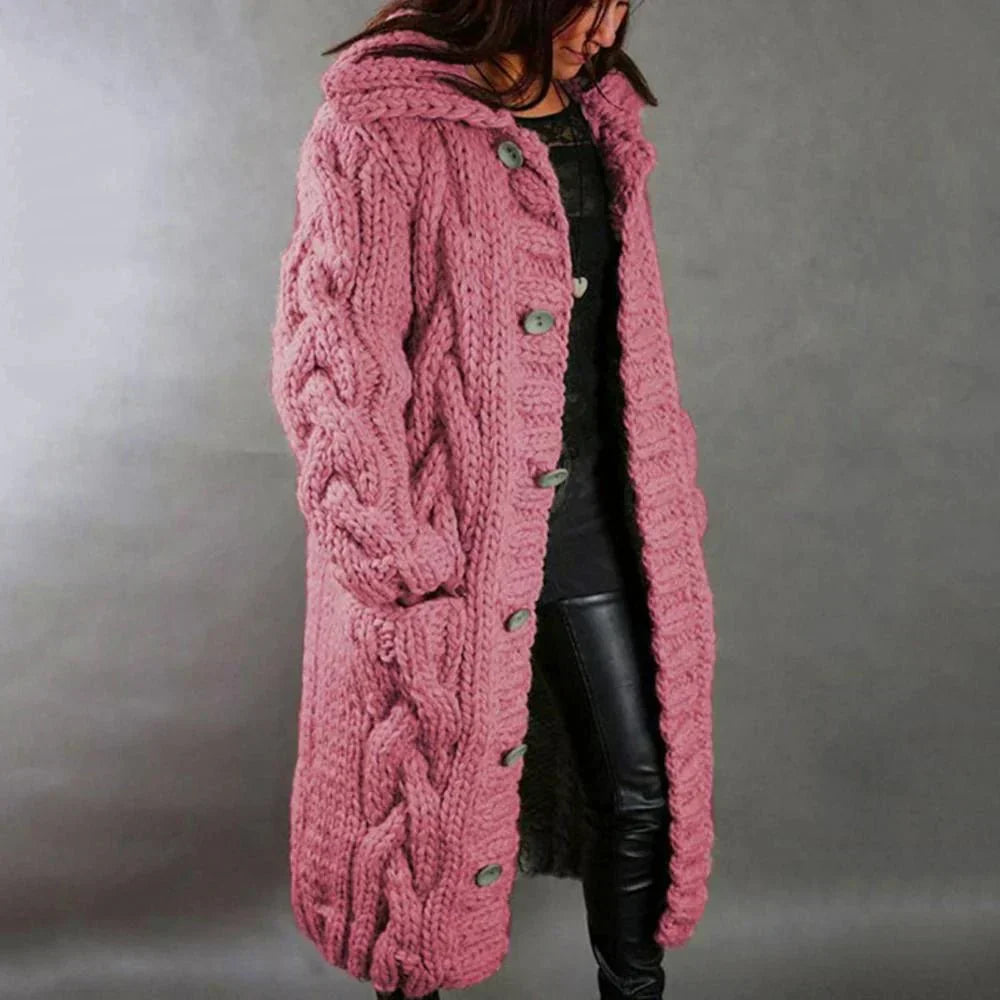 Cozy Large Knit Button Women's Cardigan Sweater