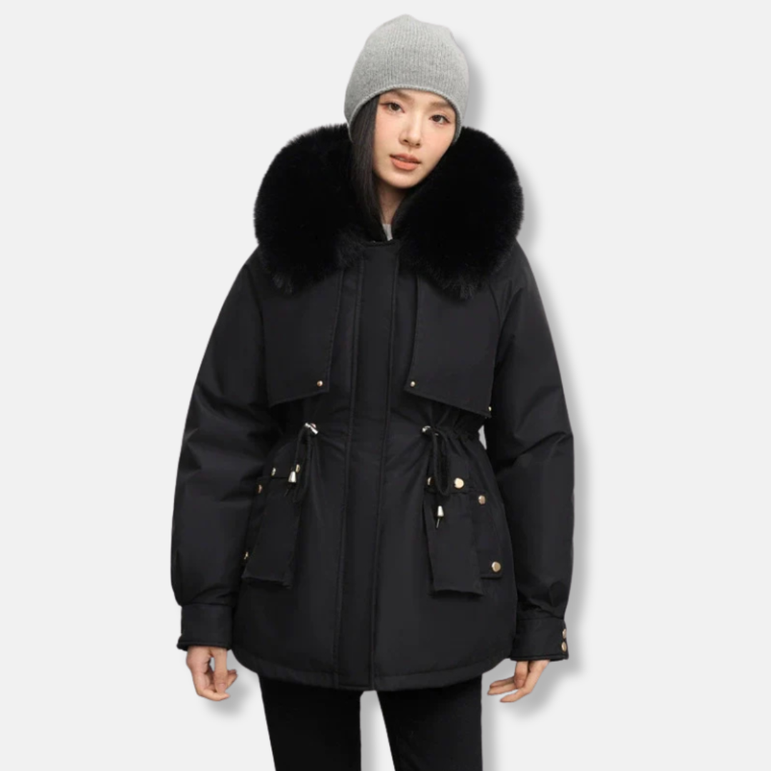 Women’s Parka Jacket – Water-Resistant – Detachable Faux Fur Collar – Adjustable Waist 5