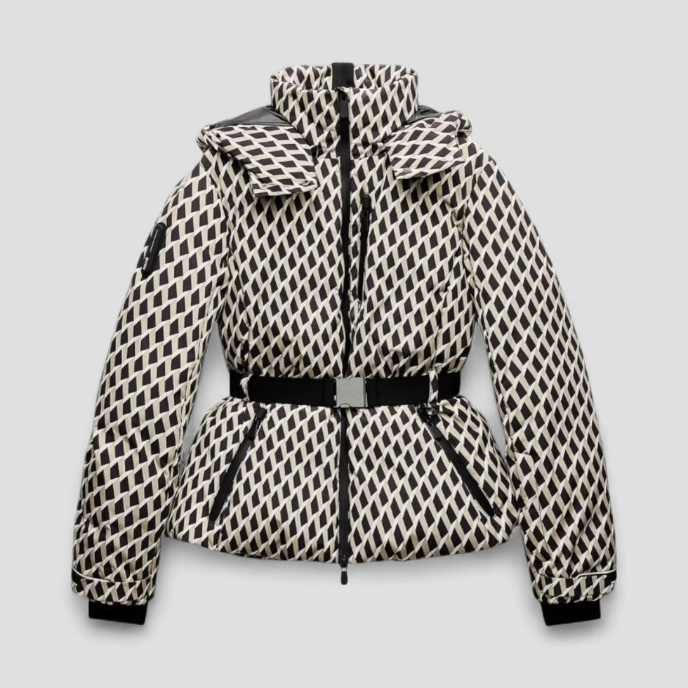 Women's Puffer Belted Winter Coat with Quilted Design