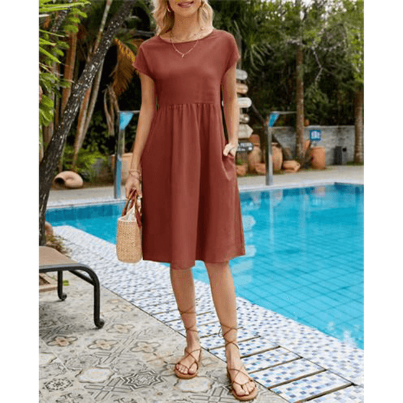 Casual Short Sleeve Simple Dress