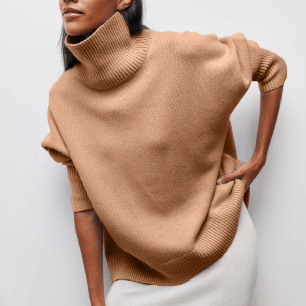 Women’s Turtleneck Sweater – Oversized, Elbow Sleeve, Ribbed Trims 6