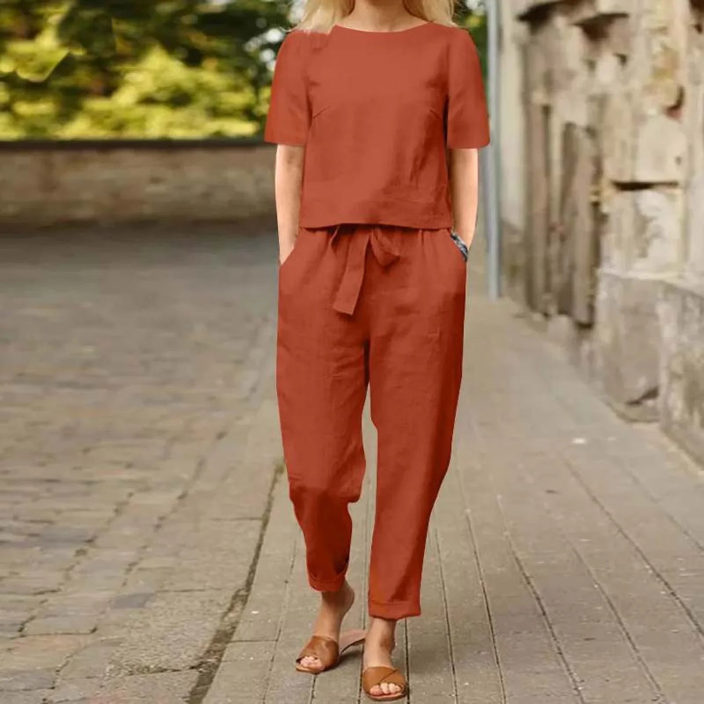 Ladies Summer Linen Pantsuit