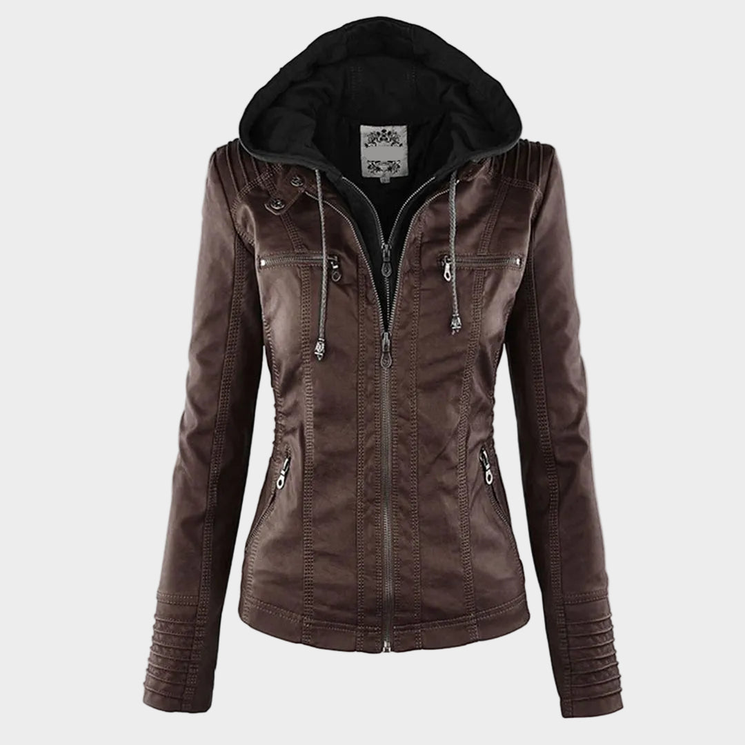 Ladies' Rainproof Fleece Lined Leather Coat