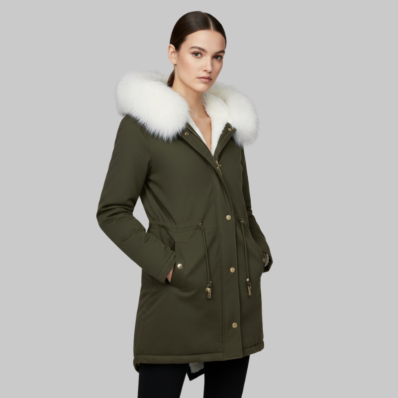 Ladies Warm Parka Coat with Hood