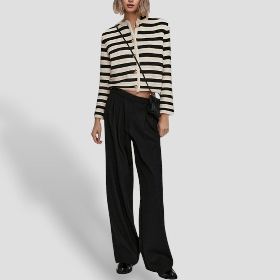 Women's striped cardigan with buttons