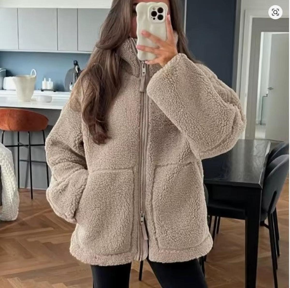 Women's Large Faux Wool Coat with High Collar