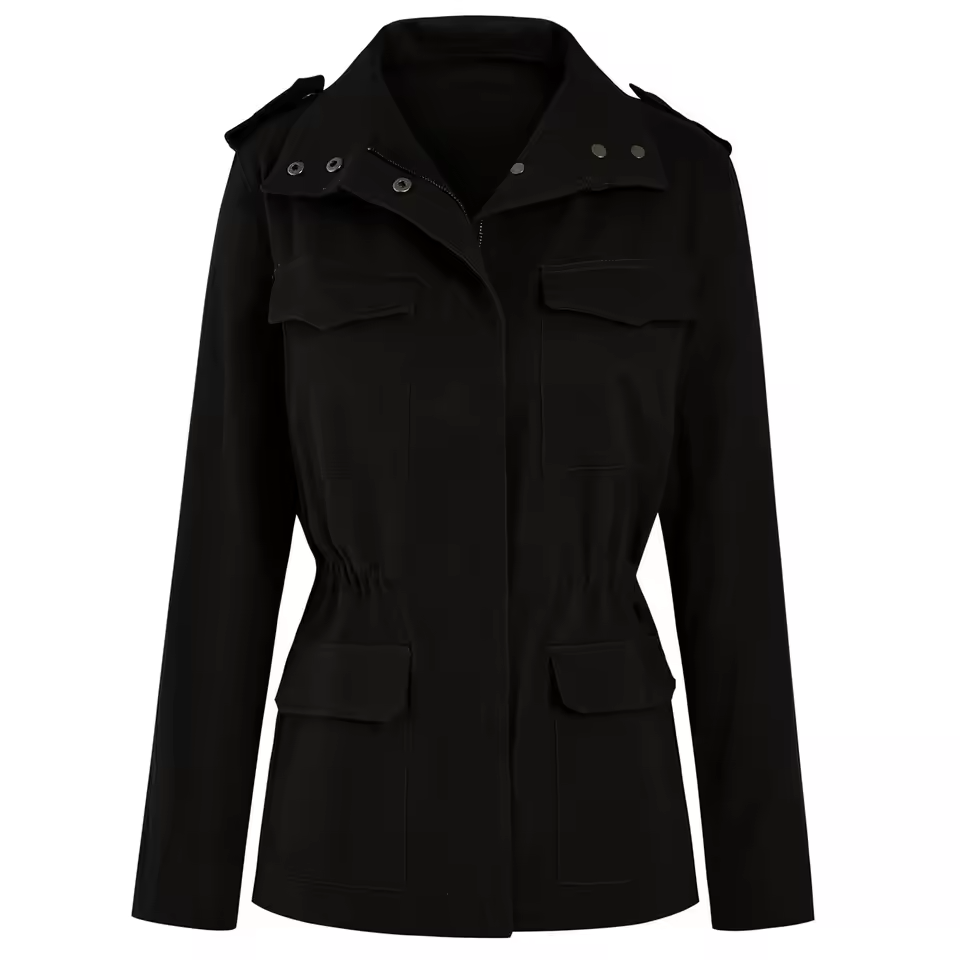 Practical Women's Cargo Jacket with Pockets and Stretch Waist