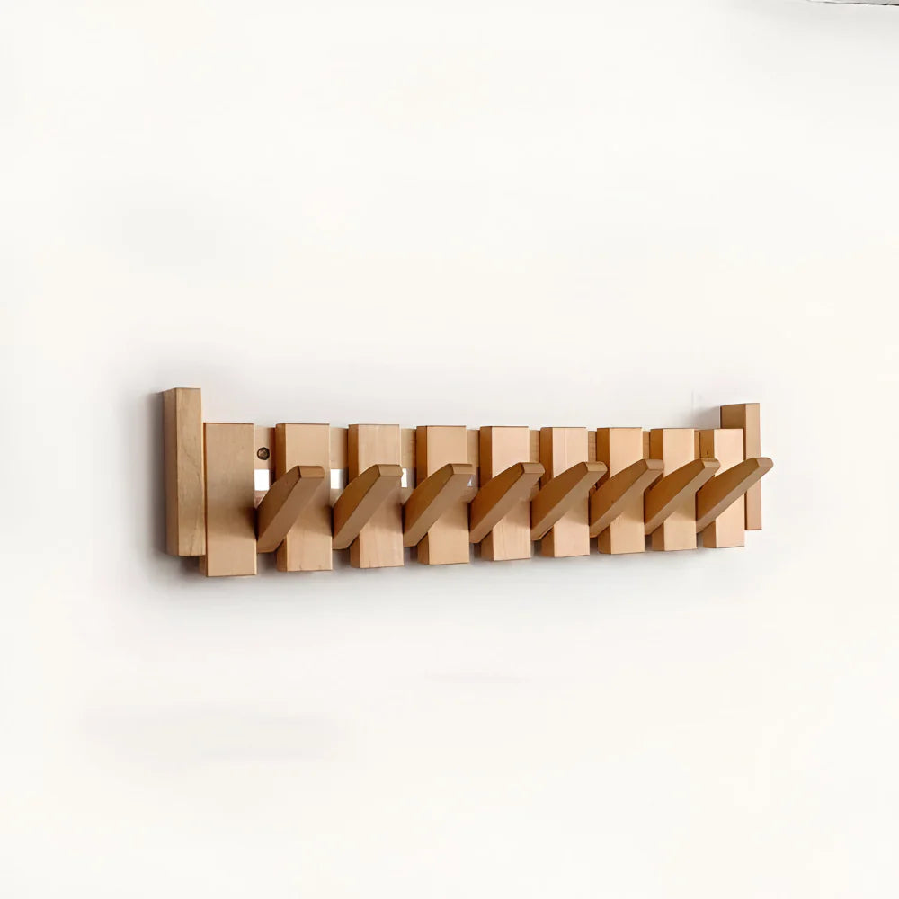 Space Saving Wooden Wall Coat Hook Rack Organizer