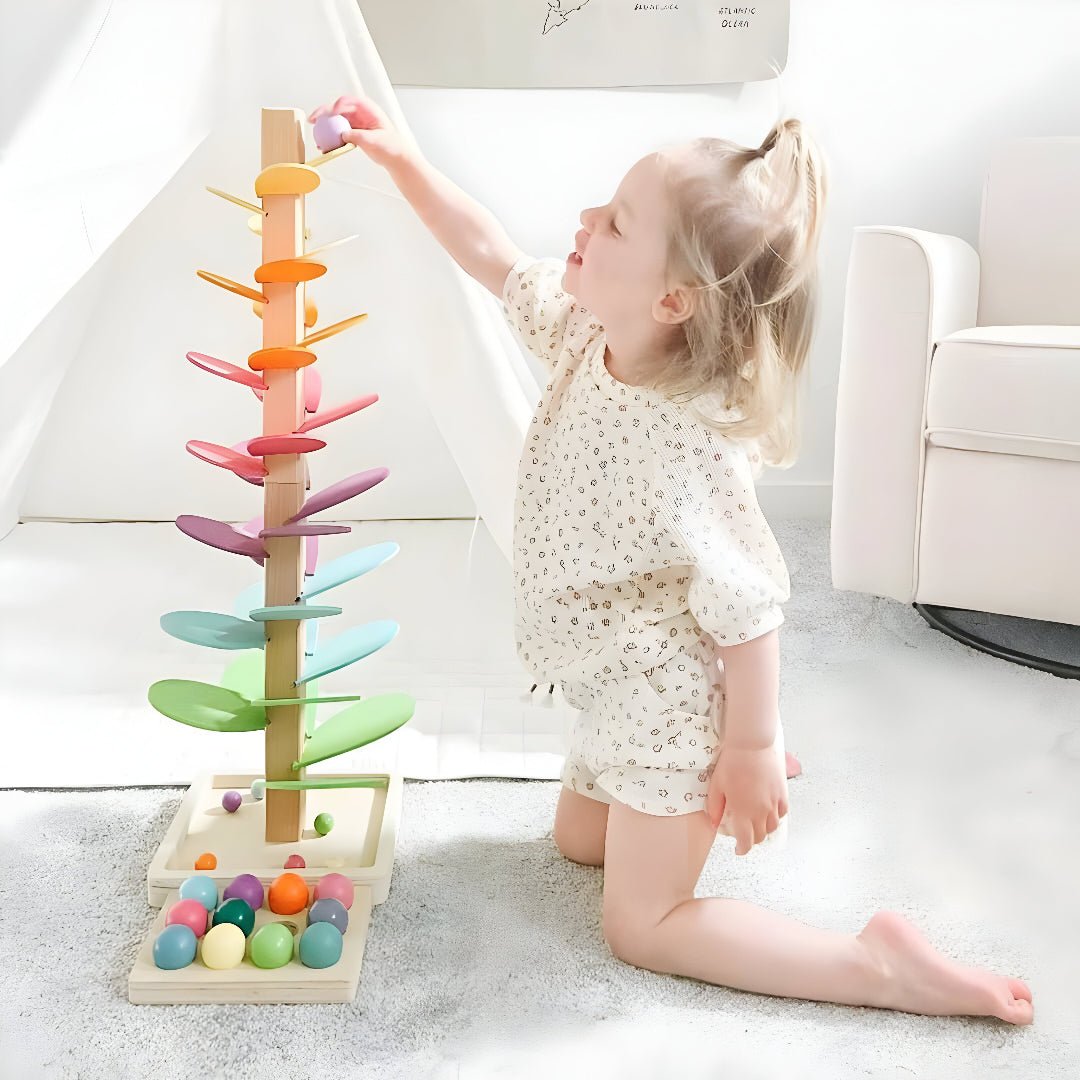 Natural Wood Marble Coaster Toy Set For Kids
