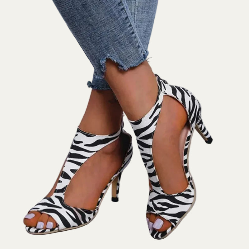 VogeLuxe | Women’s Closed Back T Strap Peep Toe Heeled Pumps