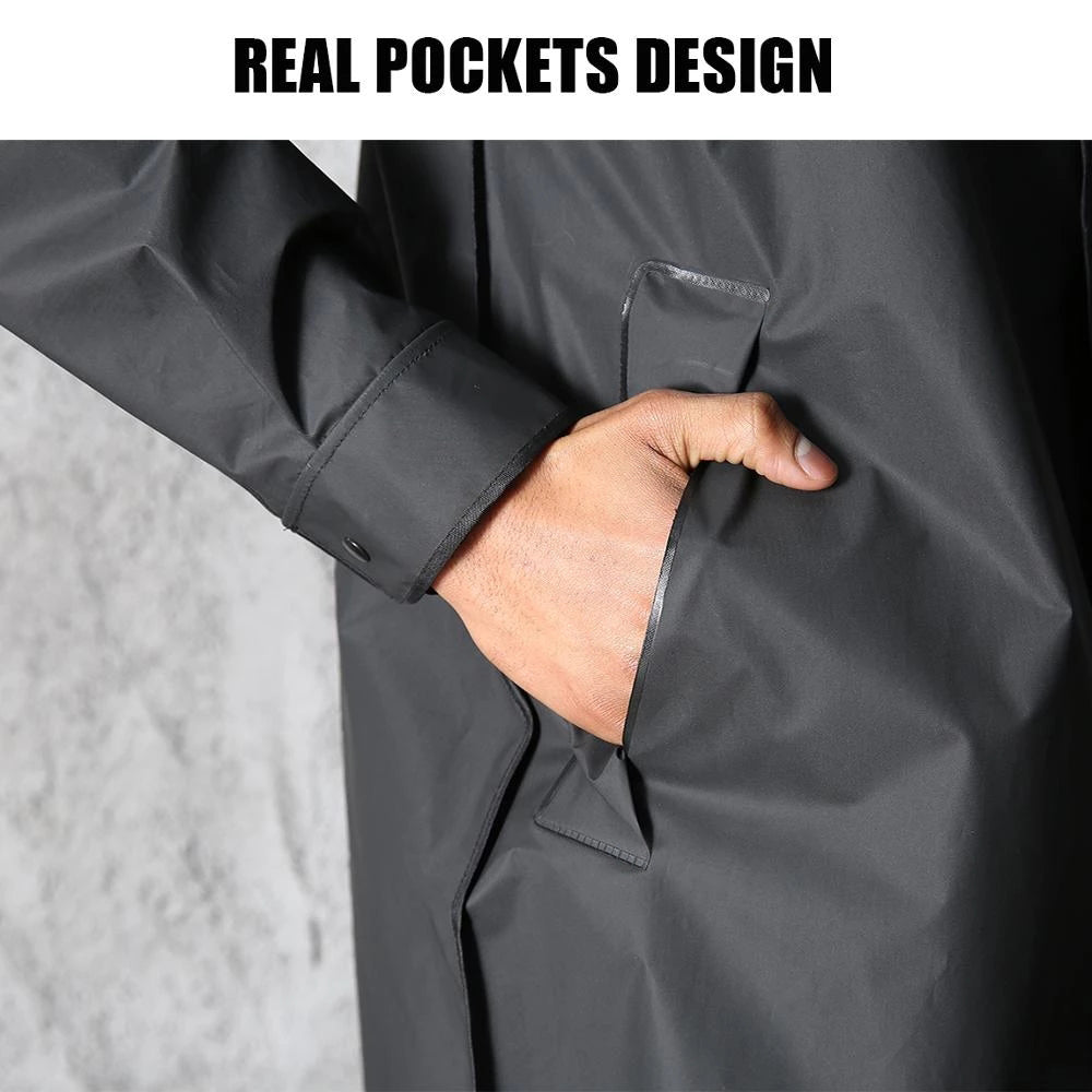 VogeLuxe | Men’s Long Line Hooded Snap Front Raincoat