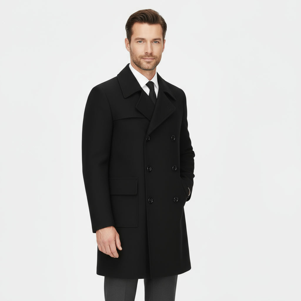 Classic Men's Wool Pea Coat - Tailored Fit - VogeLuxe