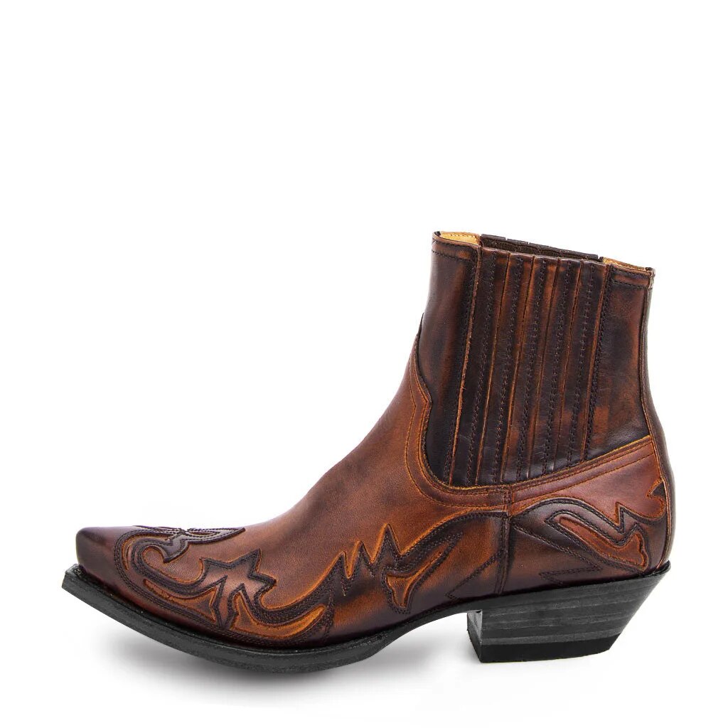 Rugged Mens Leather Cowboy Boots - Modern Western Style