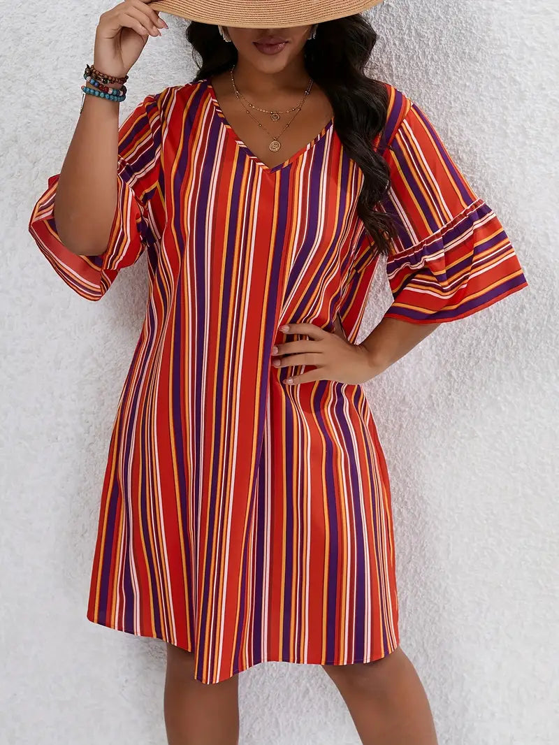 Comfy Women's V Neck Sundress for Everyday Wear - VogeLuxe