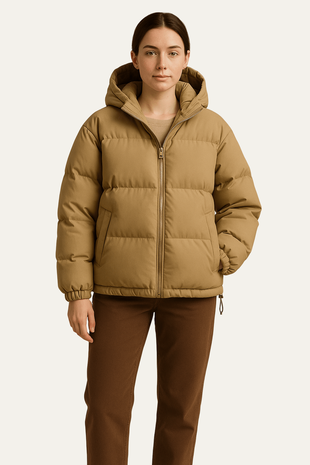 VogeLuxe | Women’s Short Hooded Minimalist Puffer Jacket