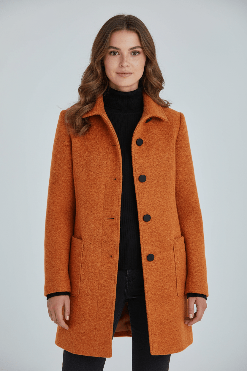 Classic Crew Neck Wool Coat - Warm and Sophisticated