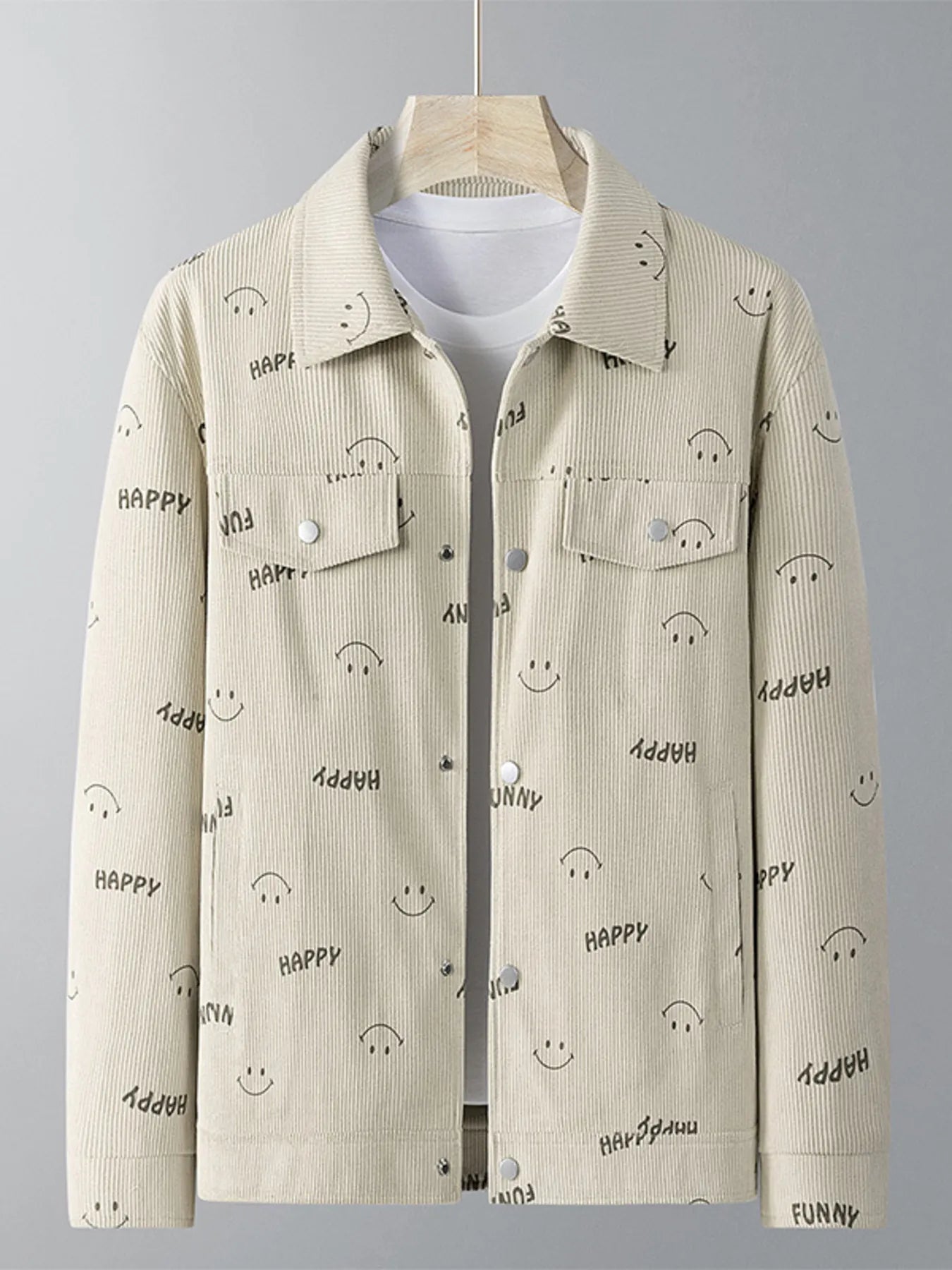 Men's Large Funny Face Button Jacket