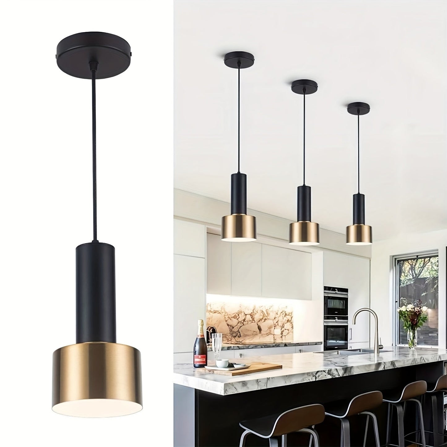 Stylish Gold Pendant Ceiling Light | Adjustable E27 Lamp