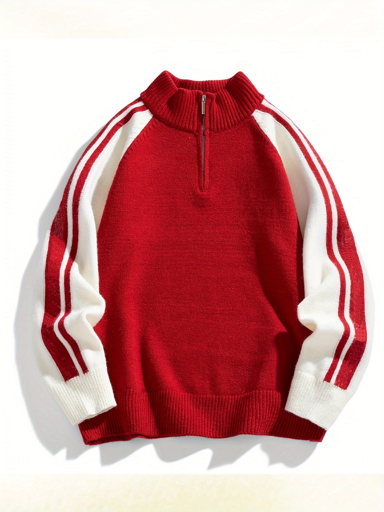 Men's Warm Colourful Quarter Zip Jumper