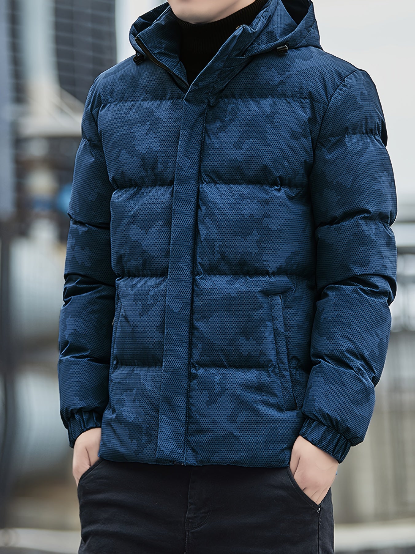 Relaxed Fit Camouflage Hoodie Coat for Men