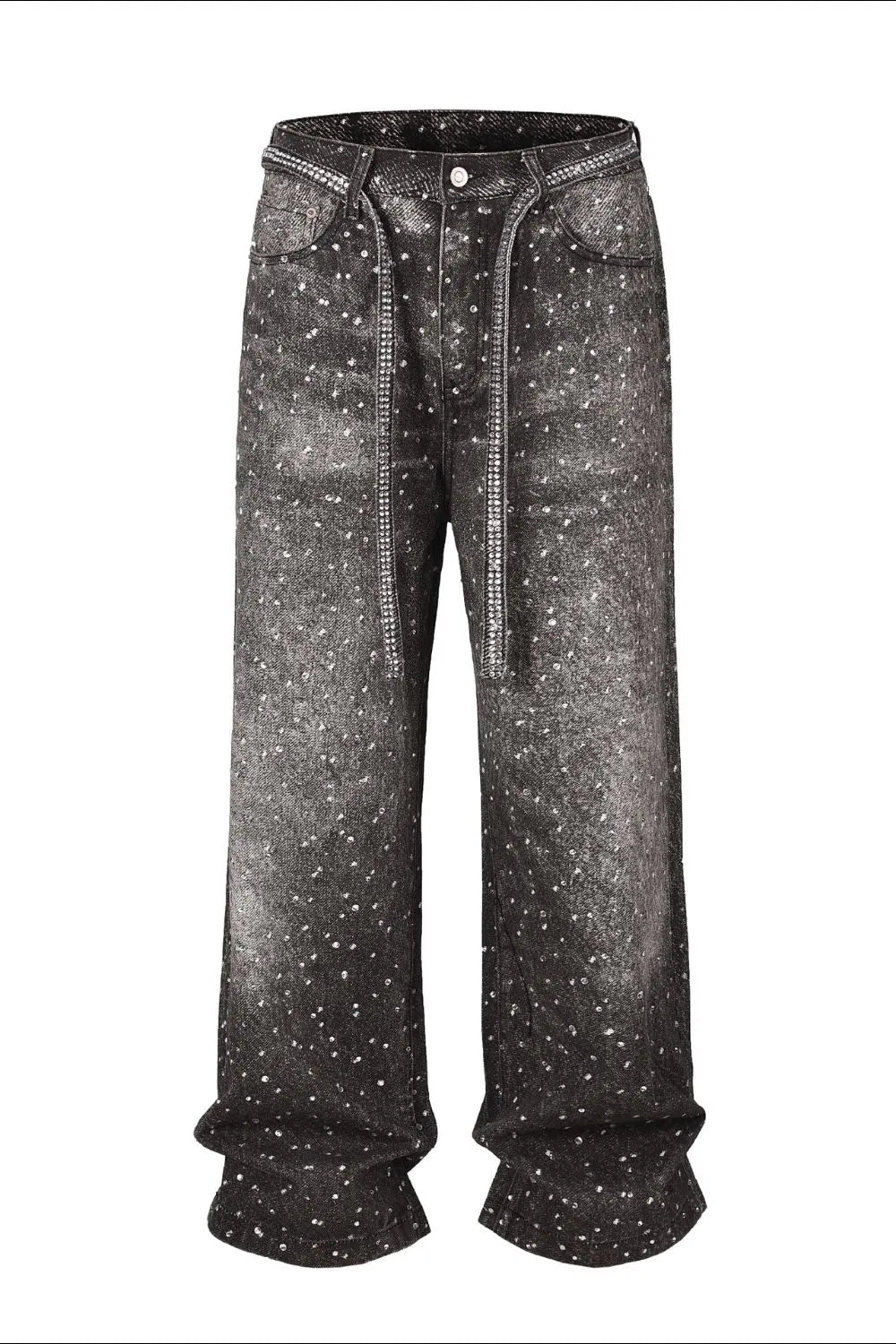 Distressed Diamond Mens Jeans with Belt