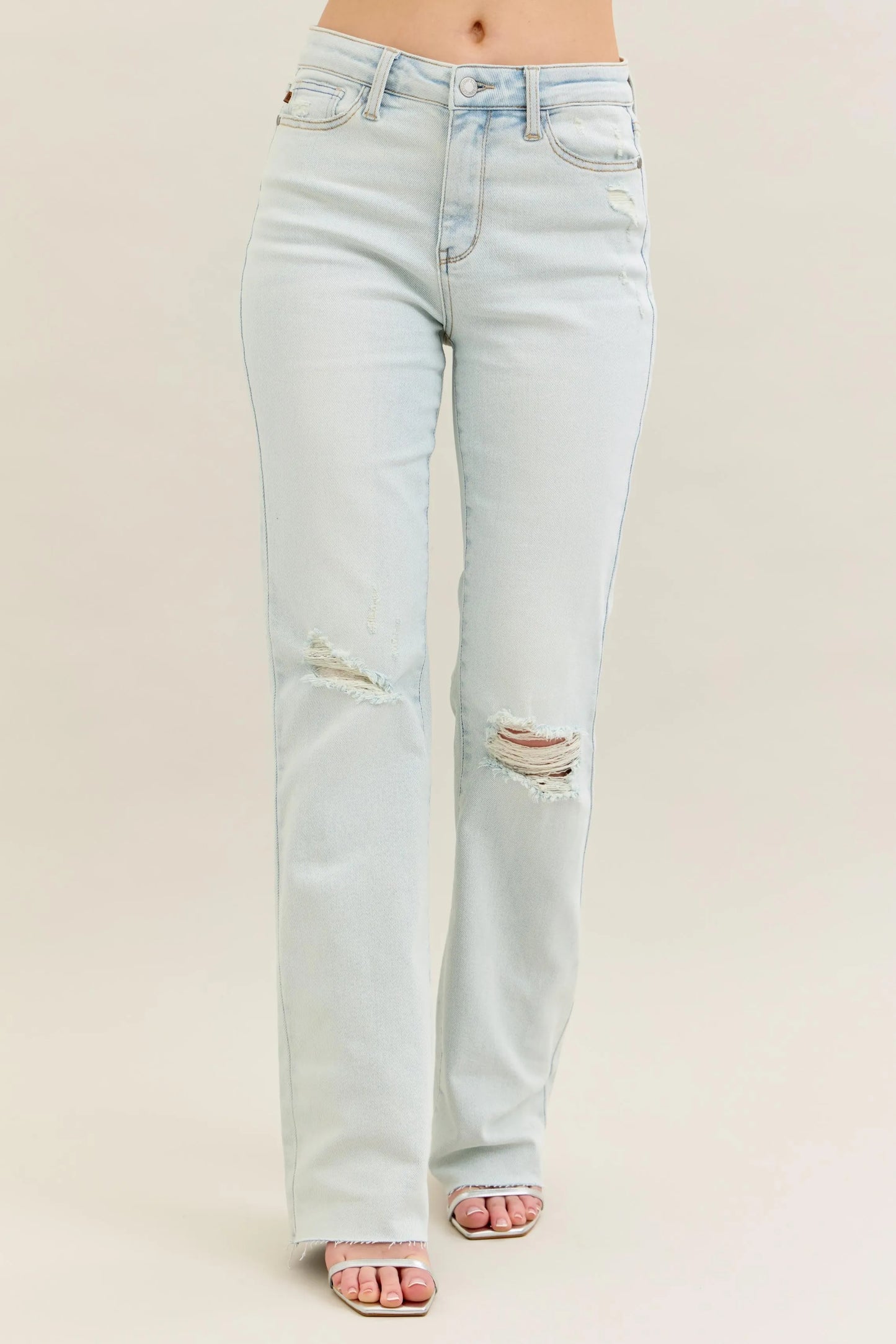 Comfortable Women's Faded Bootcut Jeans Plus Size Stretch Denim - BritishElegance