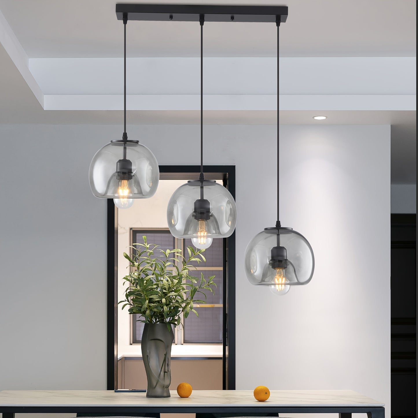 Sleek Glass Pendant Light | Adjustable Kitchen Island Fixture - VogeLuxe