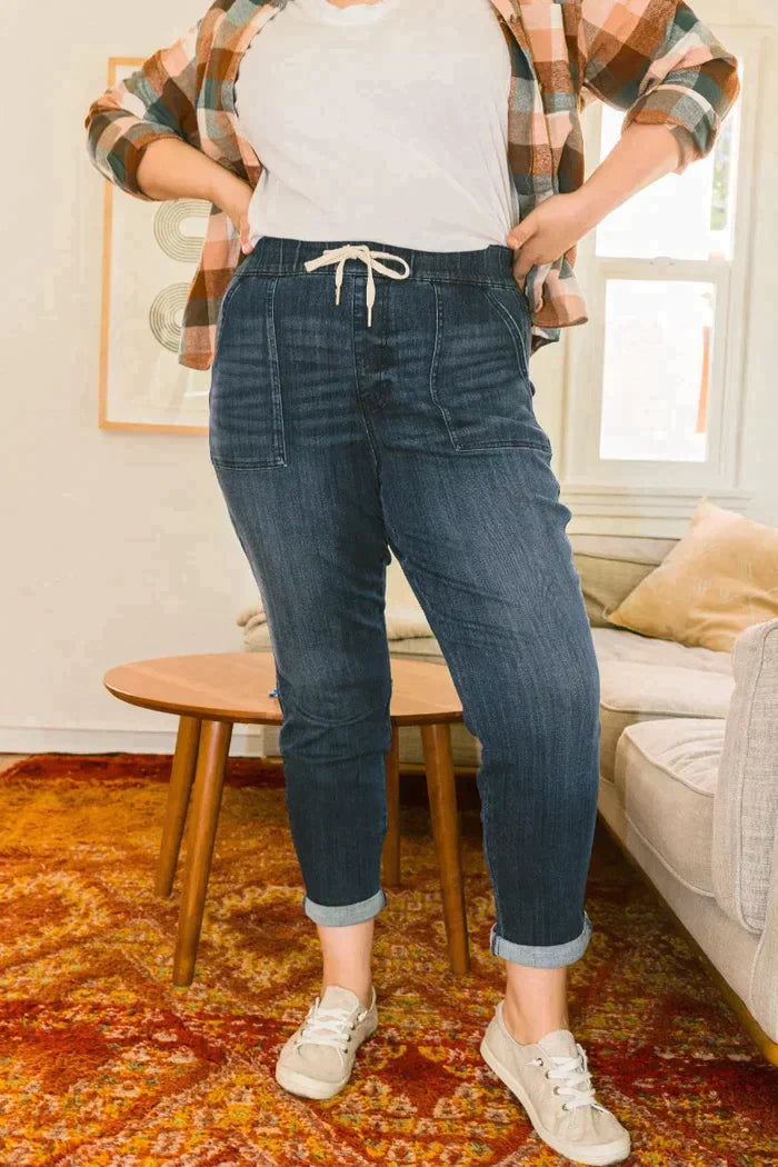 Comfortable Women's High Waisted Jogger Jeans with Elastic Waist