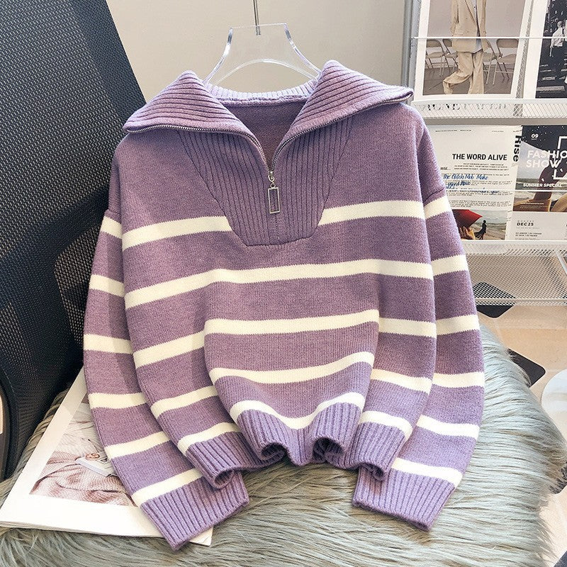 Cozy Women's Soft Striped Winter Sweater