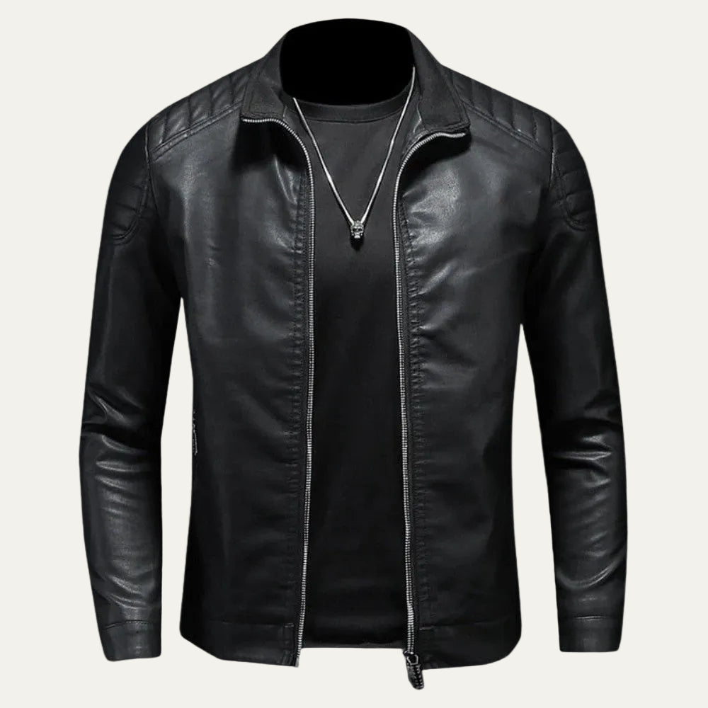 VogeLuxe | Men’s Quilted Faux Leather Motorcycle Jacket