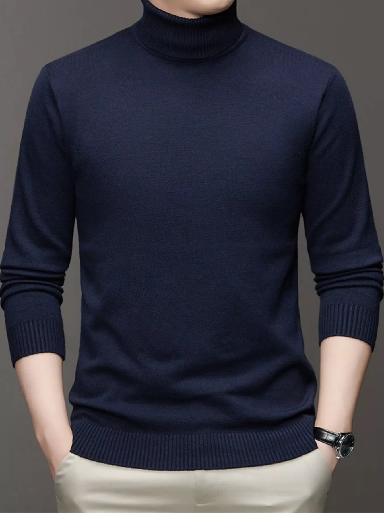 Men's Large Fit Crew Neck Knit Sweater