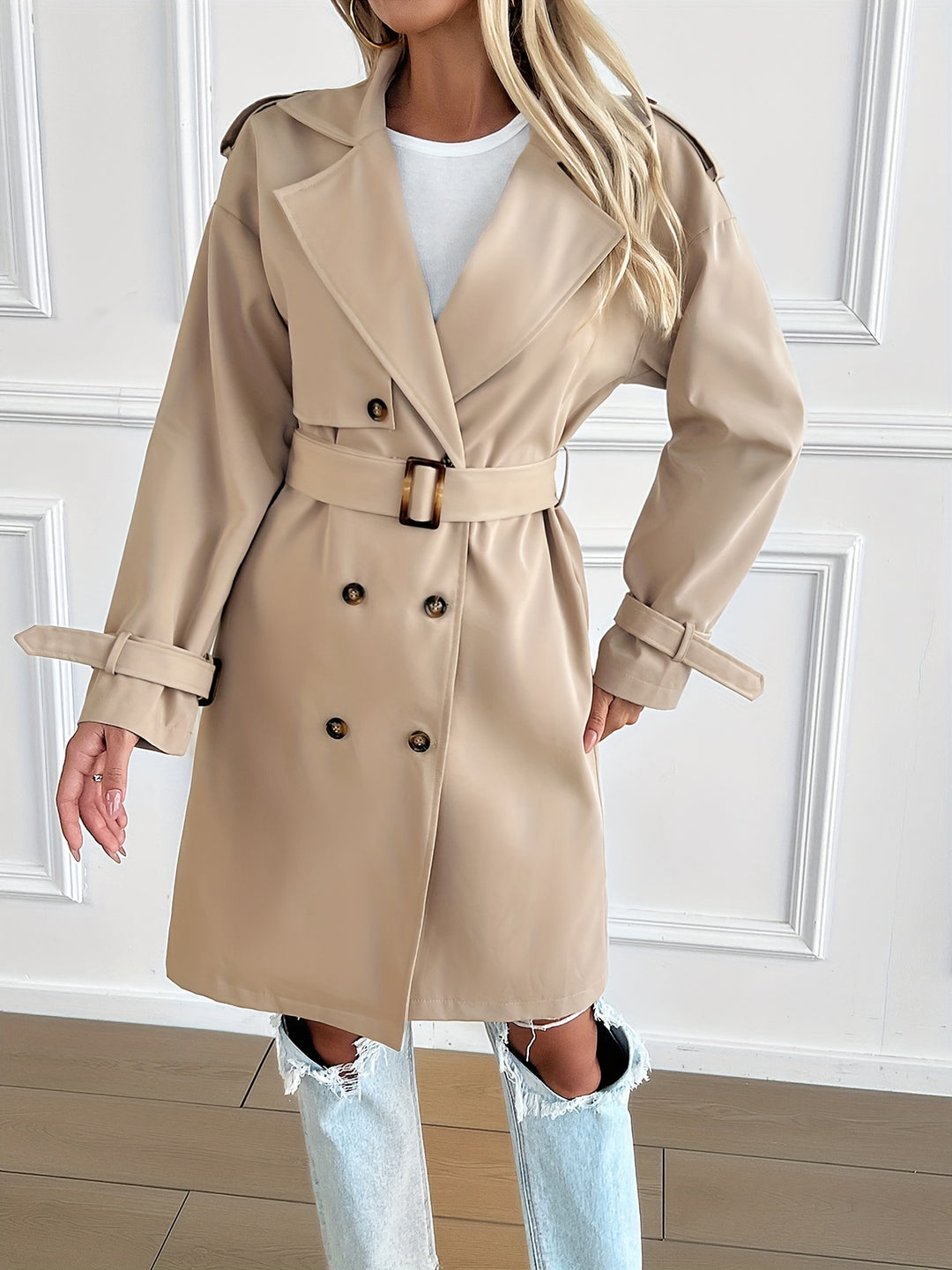 Large Beige Waterproof Coat - BritishElegance